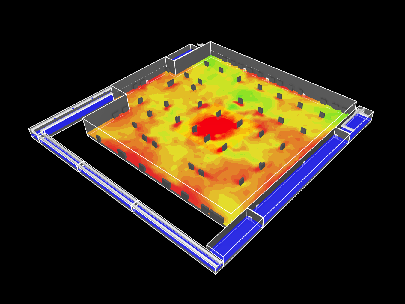 Large Manufacturing Facility Smoke Control System. This project involved a comprehensive CFD assessment to evaluate smoke movement, temperature, and visibility conditions within a large industrial‑type facility.